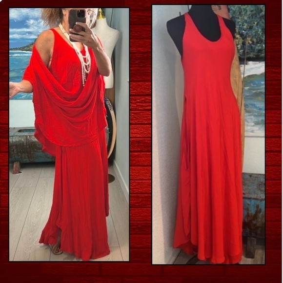 Afghan Blue Sky,Stunning Red,Convertible EUC,Heavier(No Bundles)POCKETS, Size M - Picture 10 of 16